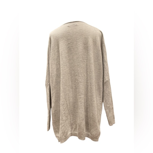 Babaton S/M Gray Wool Linen Oversized V-Neck Pocket Sweater - Picture 4 of 8